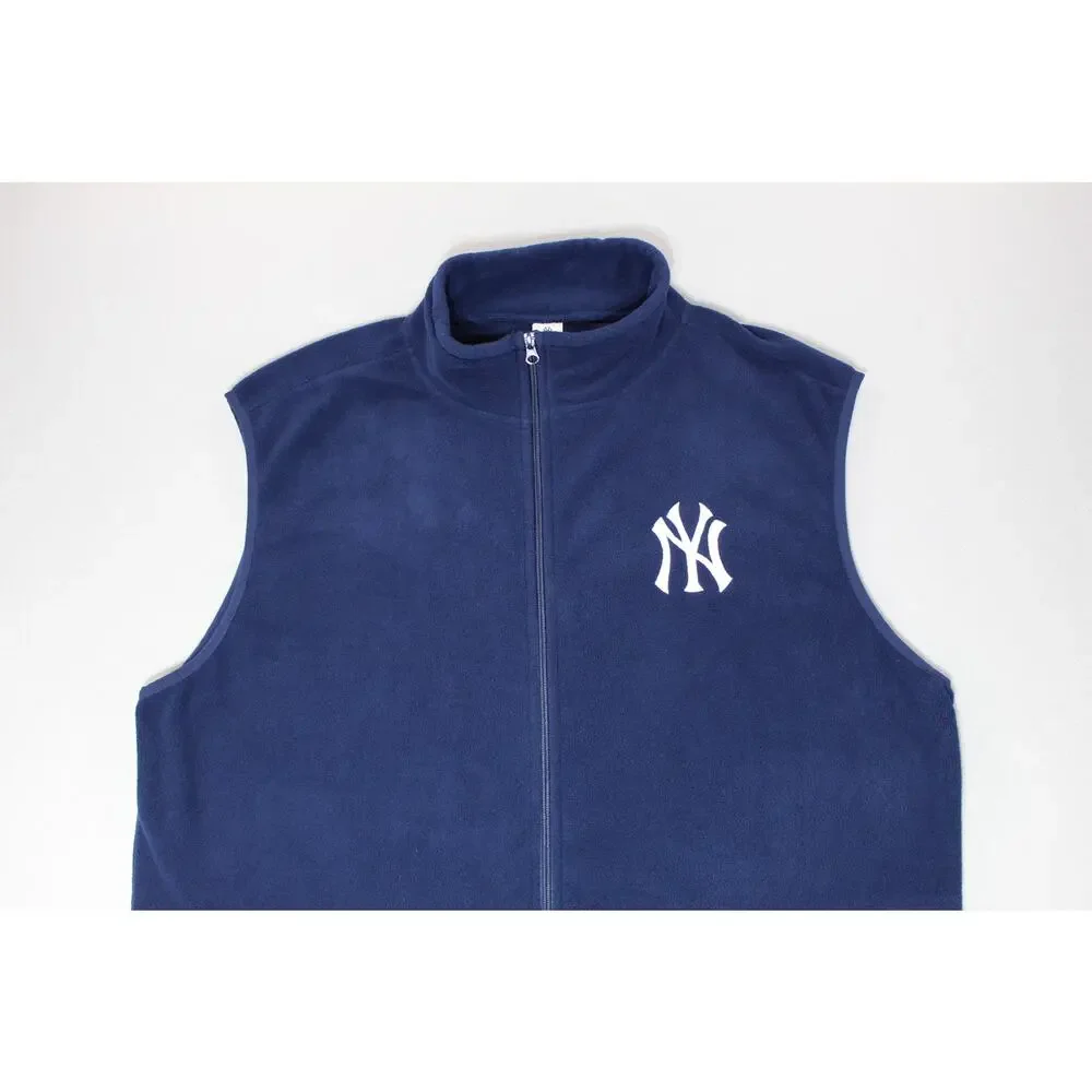 New York Yankees Blue Full Zip Fleece Sweater Vest Mens Extra Large